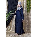 Asymmetrical abaya with overlapped panel- Navy Blue